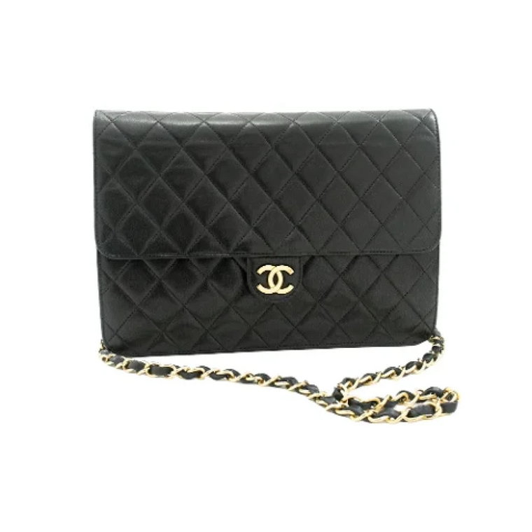 Używana Czarna Skórzana Torba Chanel Flap Chanel Vintage