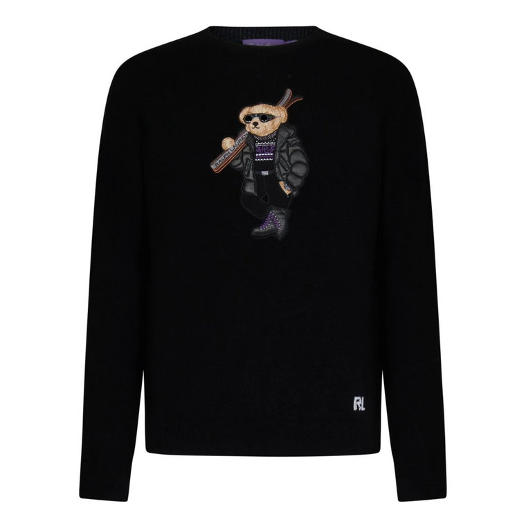 Czarny Sweter z Kaszmiru z Okrągłym Dekoltem dla Mężczyzn Ralph Lauren