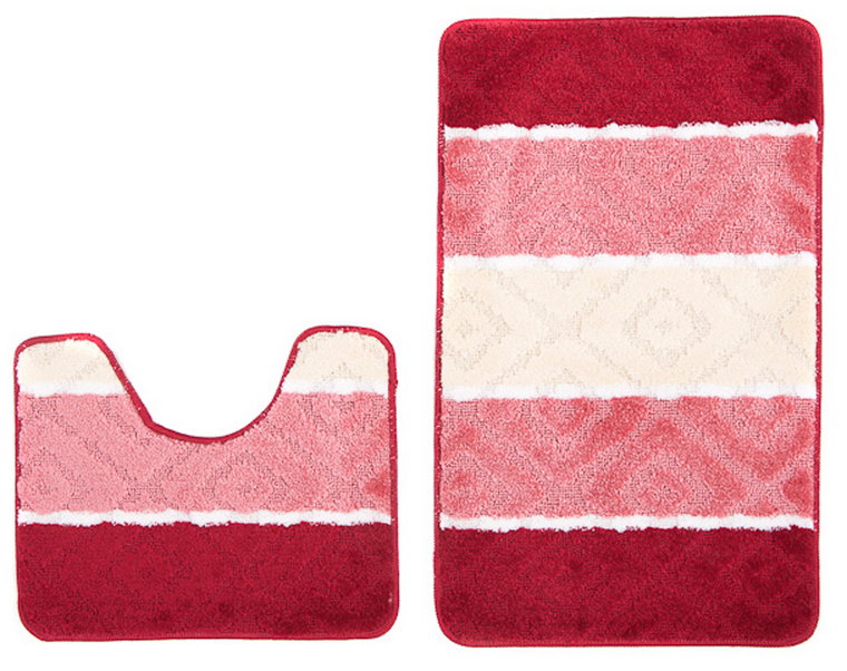 Stylowy antypoślizgowy czerwony zestaw dywaników łazienkowych - Danola 3X