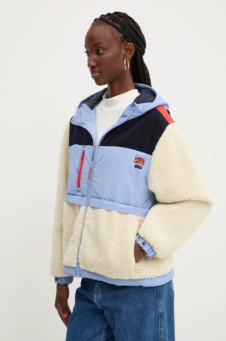 Superdry kurtka damska kolor beżowy przejściowa oversize W5011772A-DM2