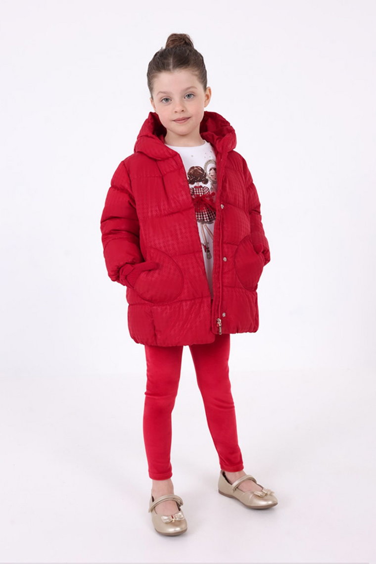 Czerwona pikowana kurtka dziewczęca zimowa