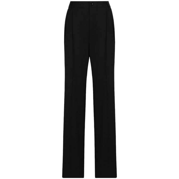 Czarne Spodnie z Plisami w Talii Dolce & Gabbana