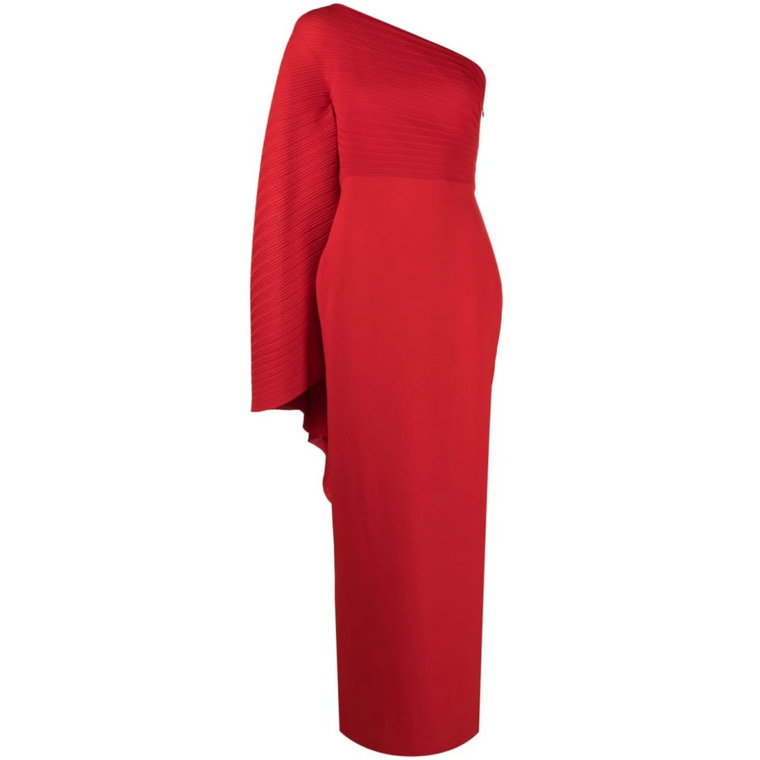 Czerwona Sukienka z Plisowanym Panelem Solace London