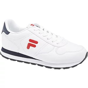 Białe sneakersy fila z czerwonym logo - Damskie - Kolor: Białe - Rozmiar: 36
