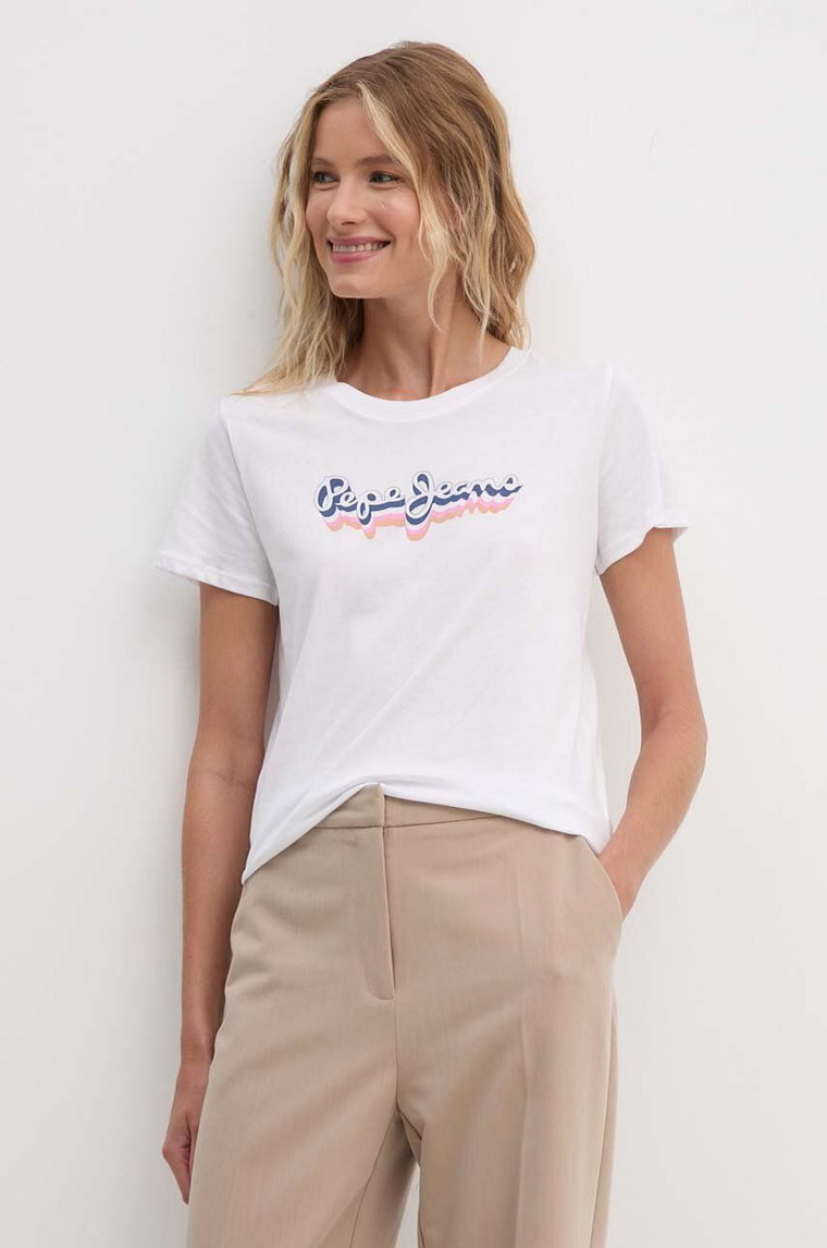 Pepe Jeans t-shirt bawełniany ENARA damski kolor biały PL505879