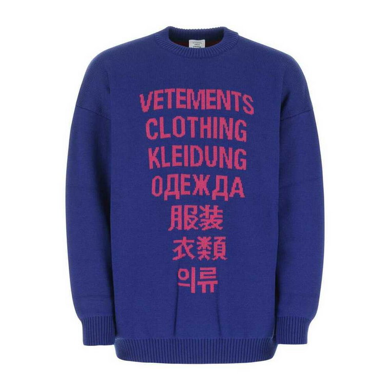 Niebieski Oversize Sweter z Wełny Vetements