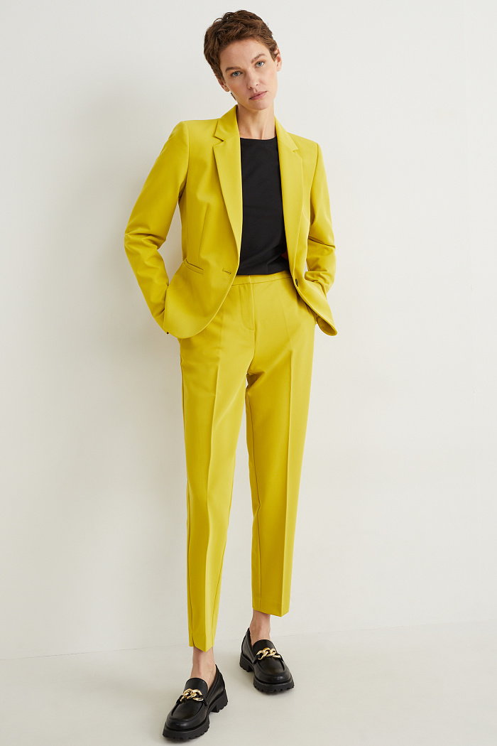 C&A Spodnie materiałowe-średni stan-regular fit, żółty, Rozmiar: 38