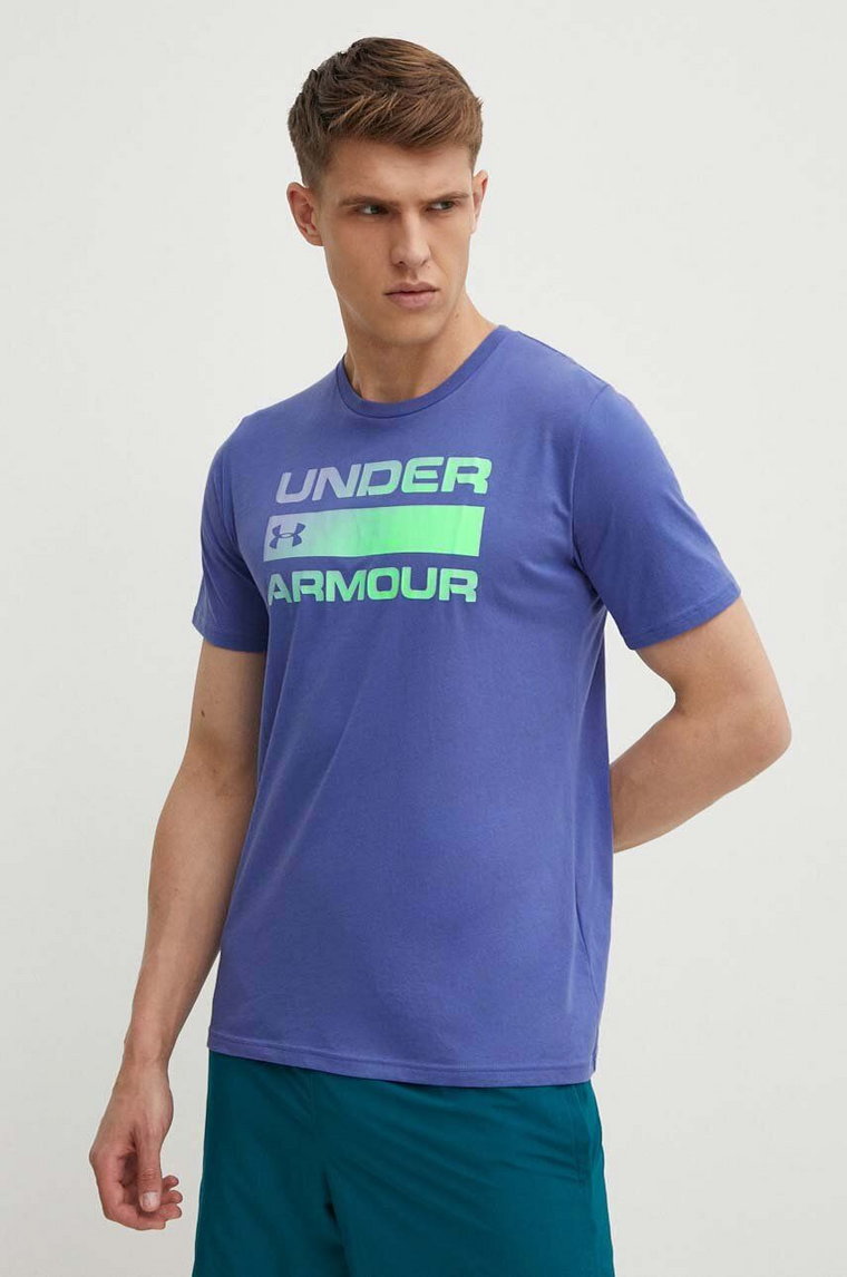 Under Armour t-shirt męski kolor fioletowy z nadrukiem 1329582