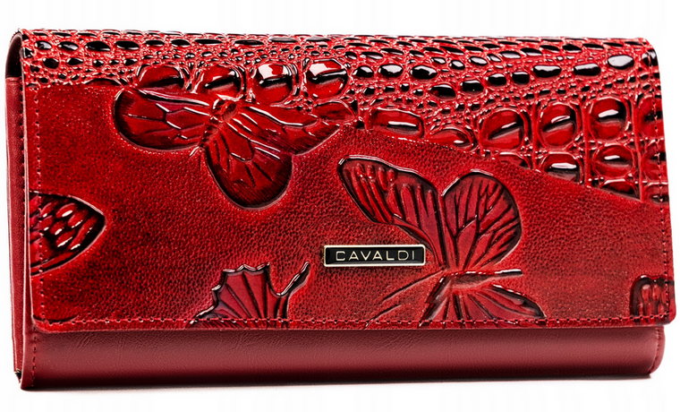 Elegancki portfel damski ze skóry naturalnej i ekologicznej z tłoczonym wzorem - 4U Cavaldi