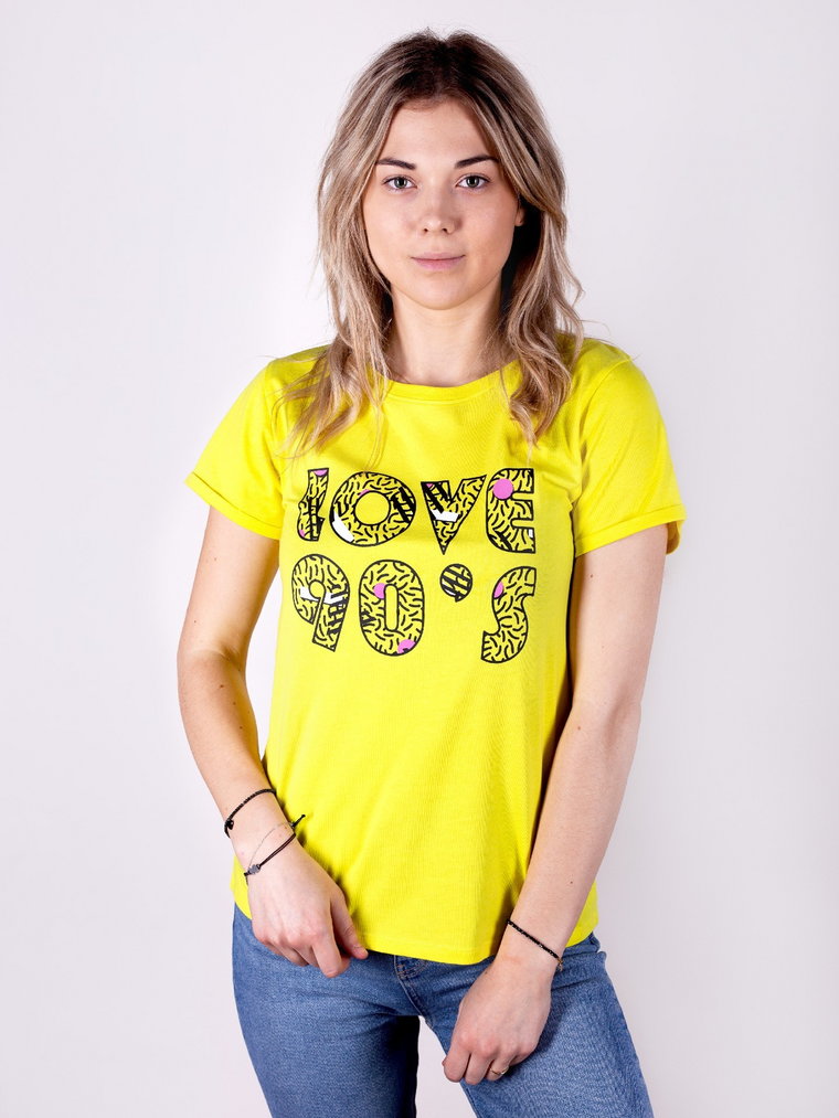 Koszulka damska t-shirt bawełniana LOVE 90's żółta L
