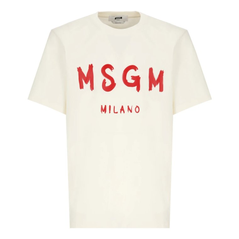 Męski Bawełniany T-shirt z Nadrukiem Msgm