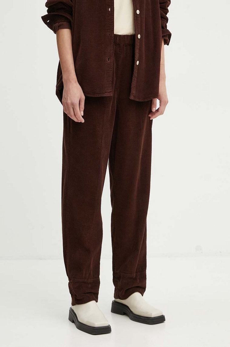American Vintage spodnie sztruksowe kolor brązowy proste high waist PADO137H24