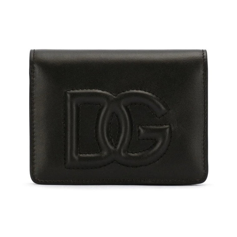 Czarny skórzany portfel damski z pikowanym wzorem monogramu Dolce & Gabbana