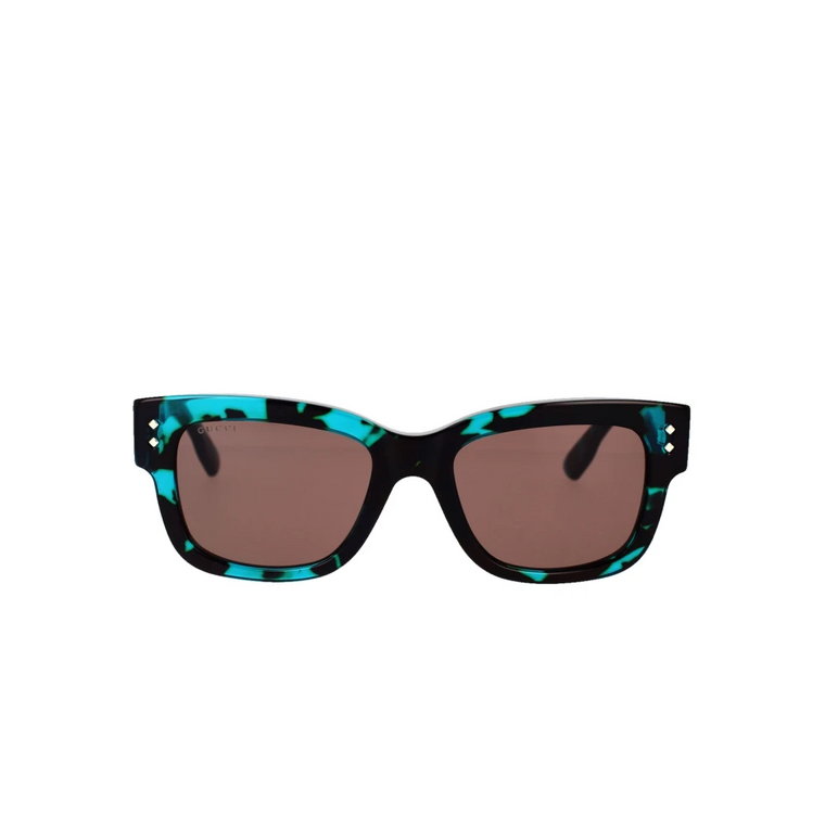 Okulary przeciwsłoneczne w kształcie kwadratu z ramką w kolorze żółwia lub niebieskim Gucci