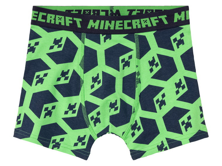 Minecraft Bokserki dziecięce z bawełną, 2 pary (158/164, Zielony)