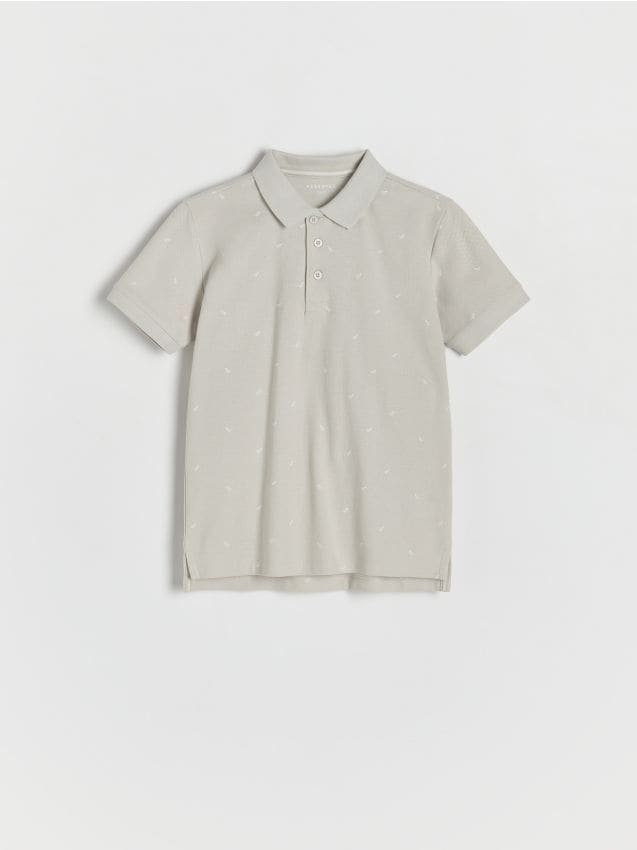 Reserved - Koszulka polo z nadrukiem - jasnoszary