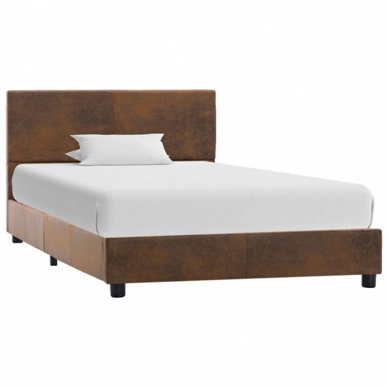 Rama łóżka, brązowa, sztuczna skóra zamszowa, 100 x 200 cm kod: V-284781