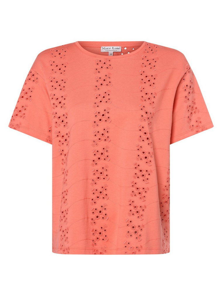 Marie Lund - T-shirt damski, pomarańczowy|wyrazisty róż