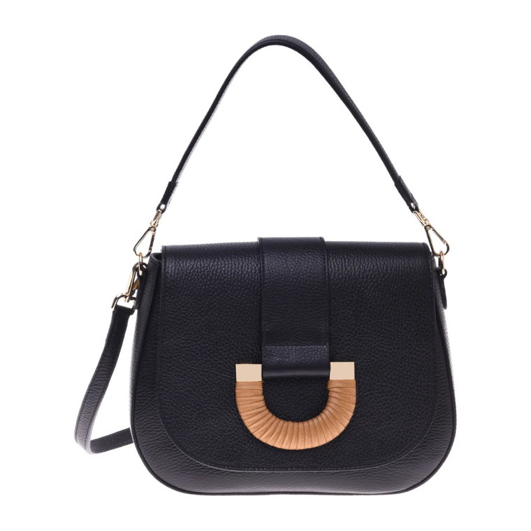 Handbag in black tumbled leather Baldinini