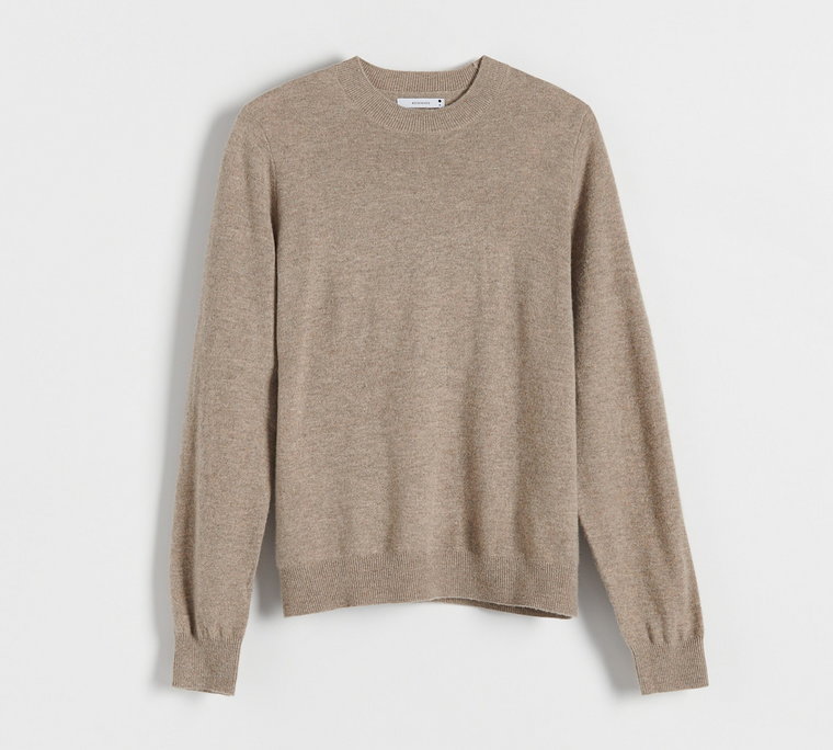Reserved - Wełniany sweter z kaszmirem - beżowy