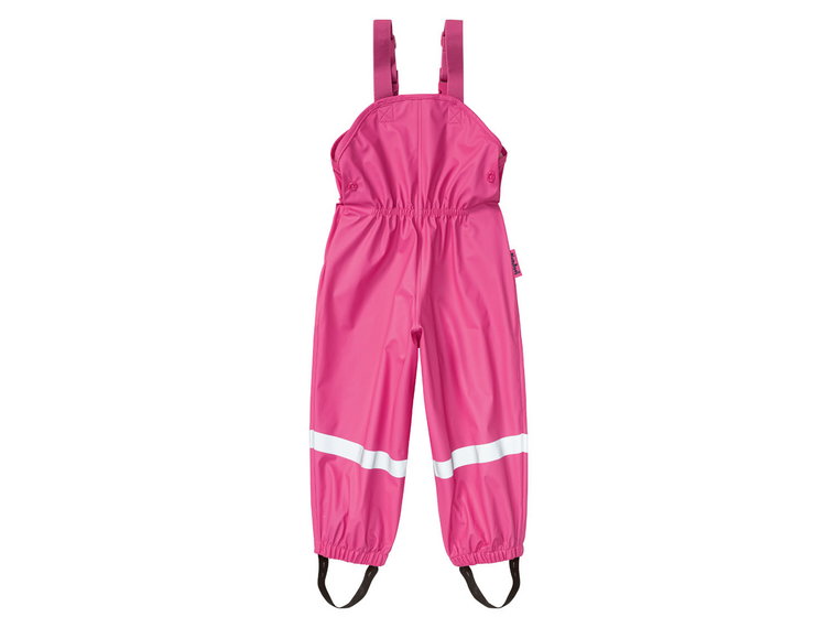 Playshoes Spodnie przeciwdeszczowe dziecięce dla dziewczynki / chłopca, na szelkach z odblaskami (98/104, Różowy)