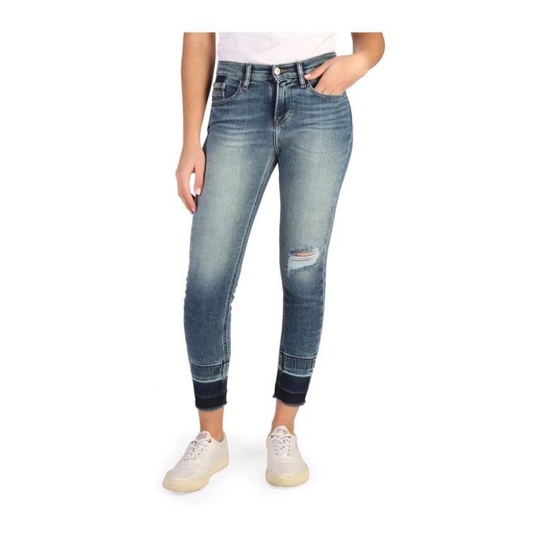 Damskie Skinny Jeans z Detalem Logo Calvin Klein