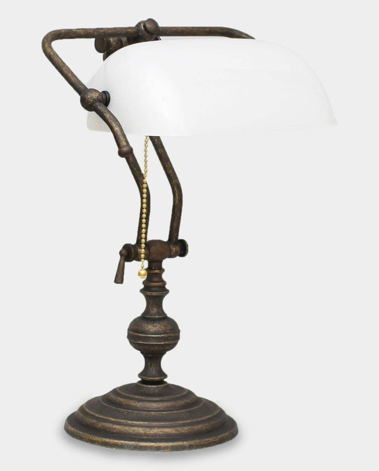 Lampa Gabinetowa Bankierska Vintage Biała 45cm