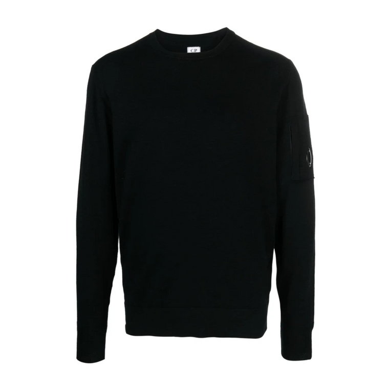 Czarne Swetry z Dodatkową Cienką Wełną Merino C.p. Company