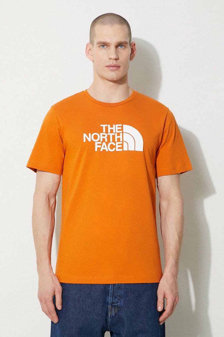 The North Face t-shirt bawełniany M S/S Easy Tee męski kolor pomarańczowy z nadrukiem NF0A87N5PCO1