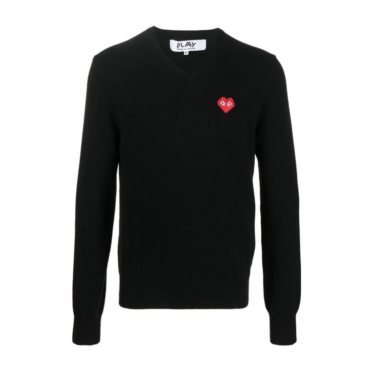 Czarny Sweter z Logo-Patchem Comme des Garçons