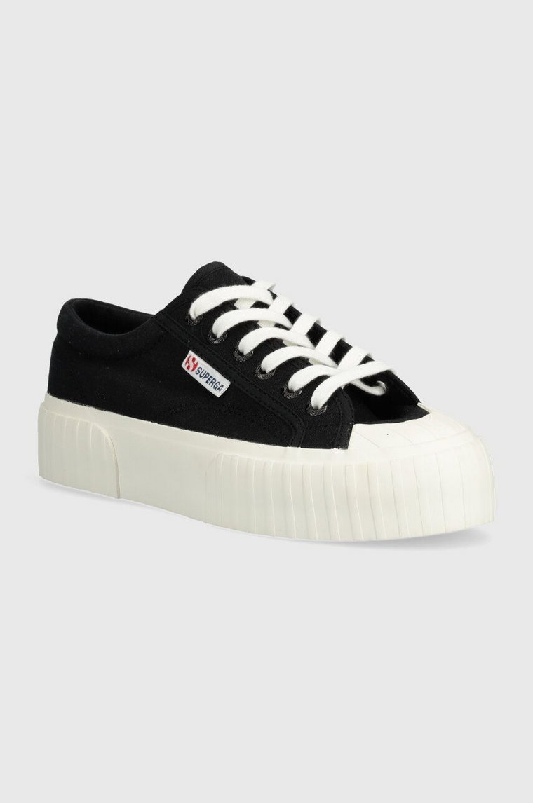 Superga tenisówki 2631 STRIPE PLATFORM damskie kolor czarny S5111SW