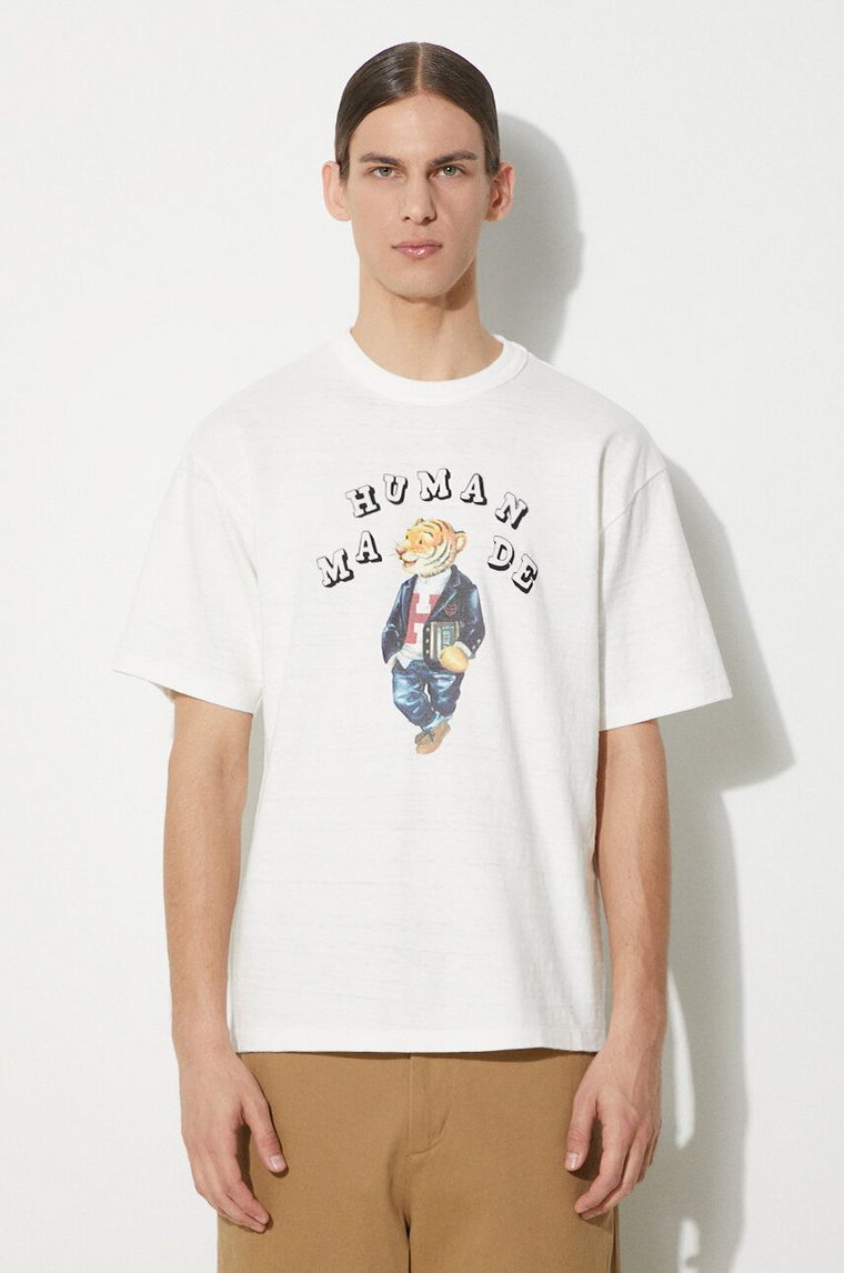 Human Made t-shirt bawełniany Graphic męski kolor biały z nadrukiem HM27TE015