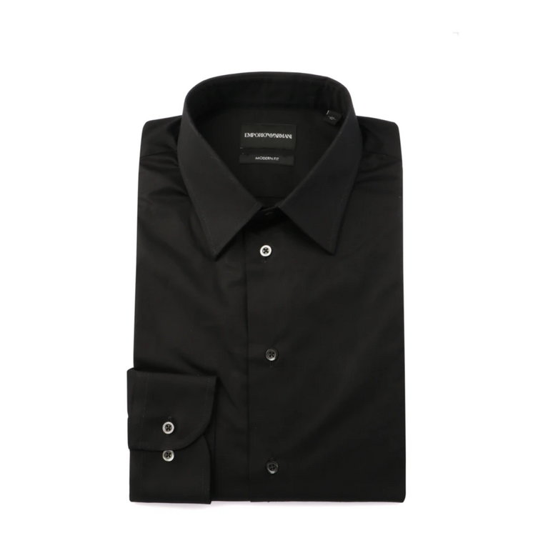 Men Clothing Shirts Czarny Aw22 Emporio Armani