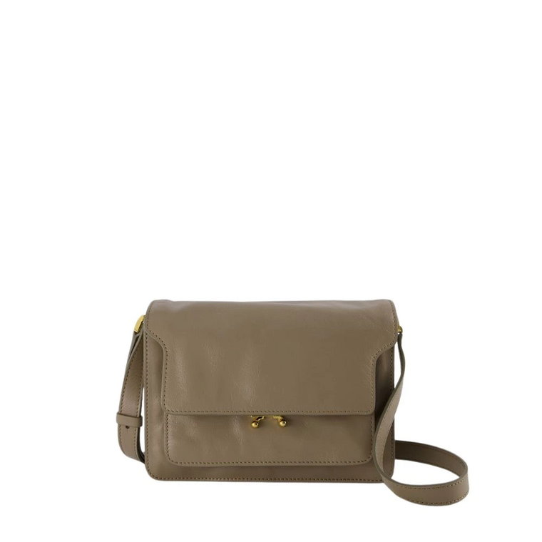 Brązowa Skórzana Hobo Medium Trunk Marni