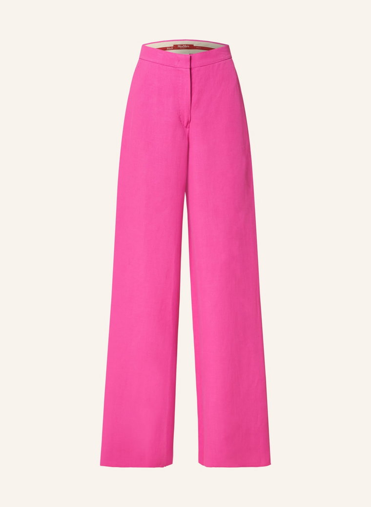 Maxmara Studio Spodnie Marlena Gary Z Lnem pink