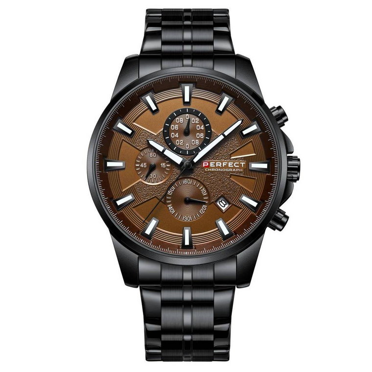 Czarny zegarek męski bransoleta duży solidny Perfect M503 czarny