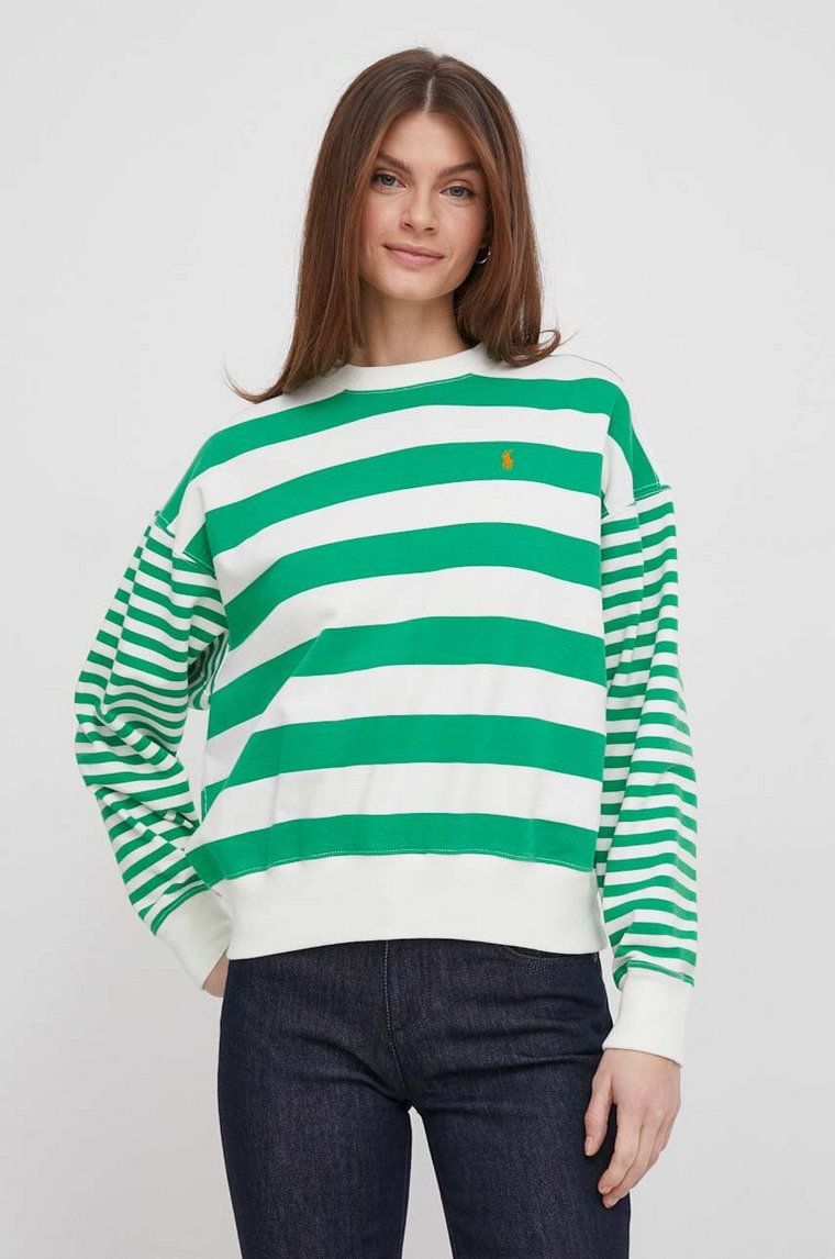 Polo Ralph Lauren bluza bawełniana damska kolor zielony wzorzysta
