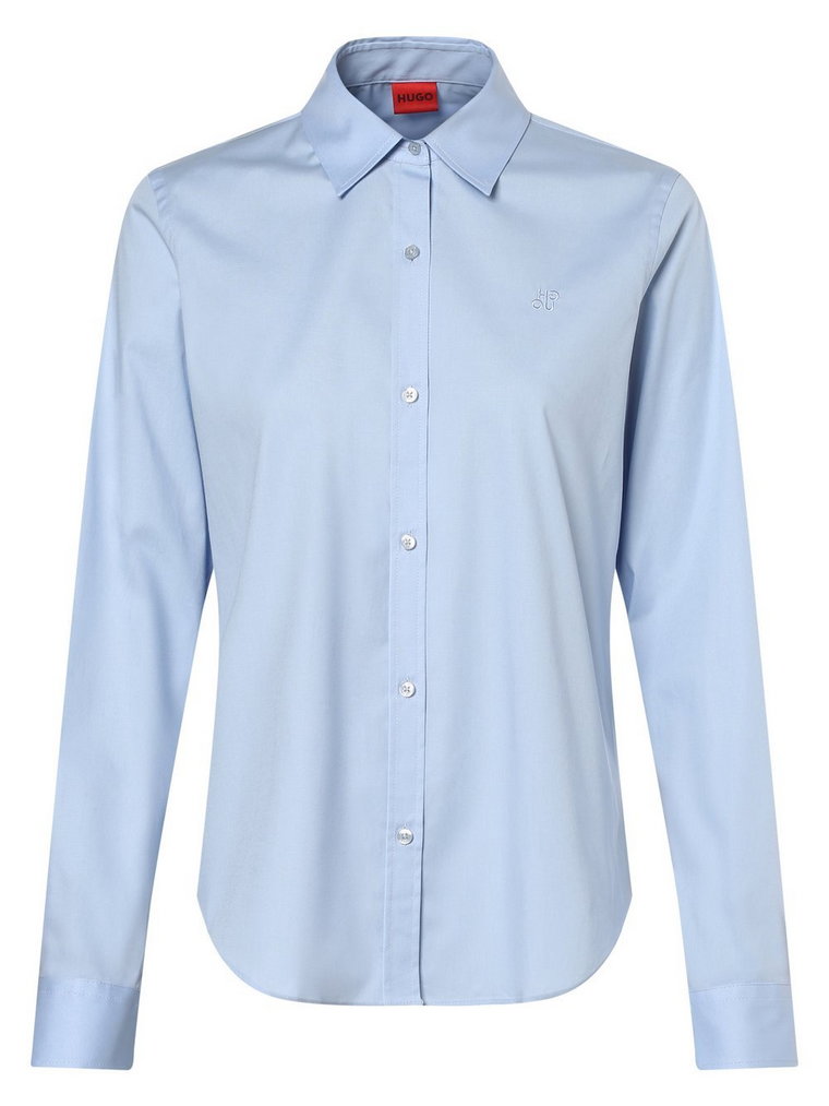 HUGO - Bluzka damska  The Essential Shirt, niebieski
