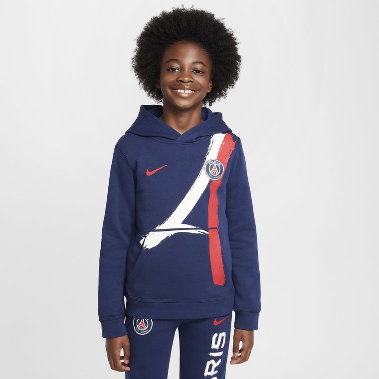 Bluza piłkarska z kapturem dla dużych dzieci (chłopców) Nike Paris Saint-Germain Club - Niebieski