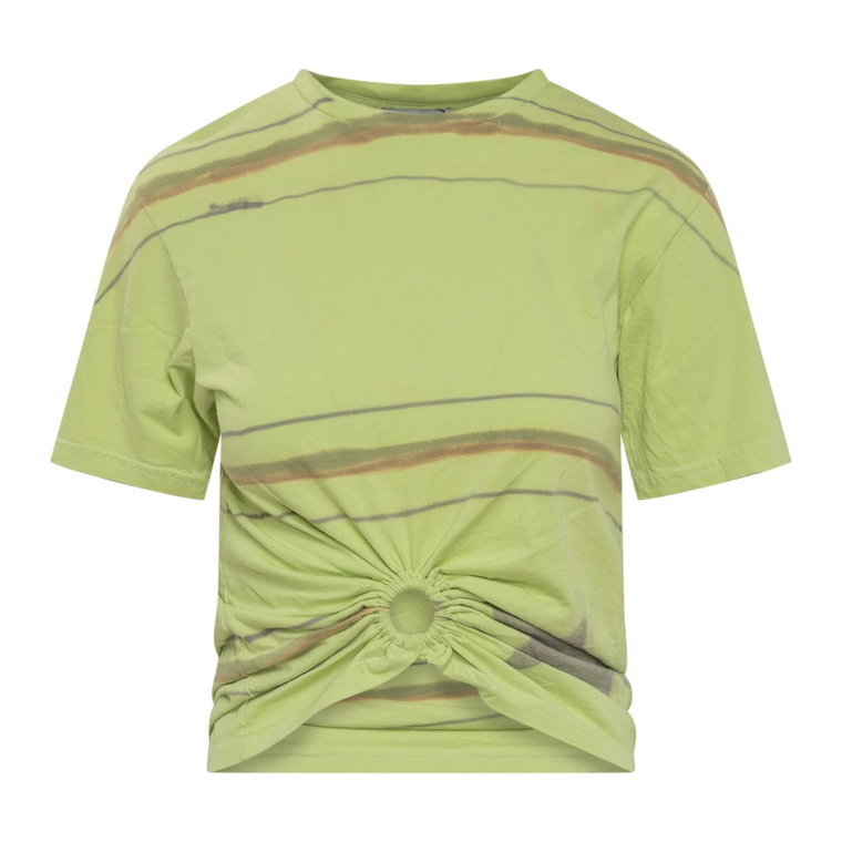 Zielona koszulka z efektem tie-dye i wyciętym przodem Collina Strada
