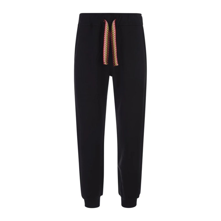 Czarne Spodnie Joggers z Fleece'u i Curb Wiązaniem Lanvin