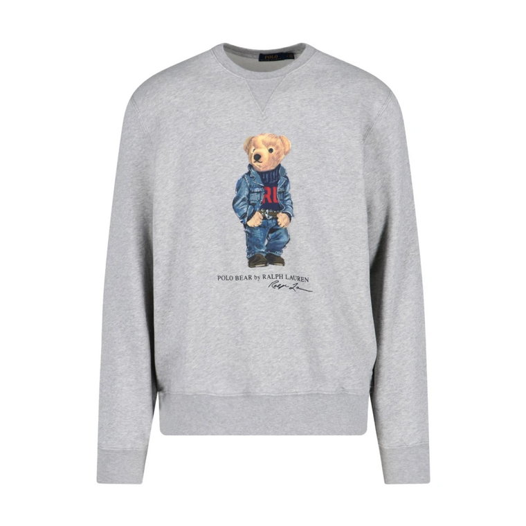 Szare Swetry Polo z nadrukiem Polo Bear Ralph Lauren