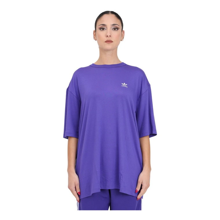 Fioletowy T-shirt z logo Trefoil dla kobiet Adidas Originals