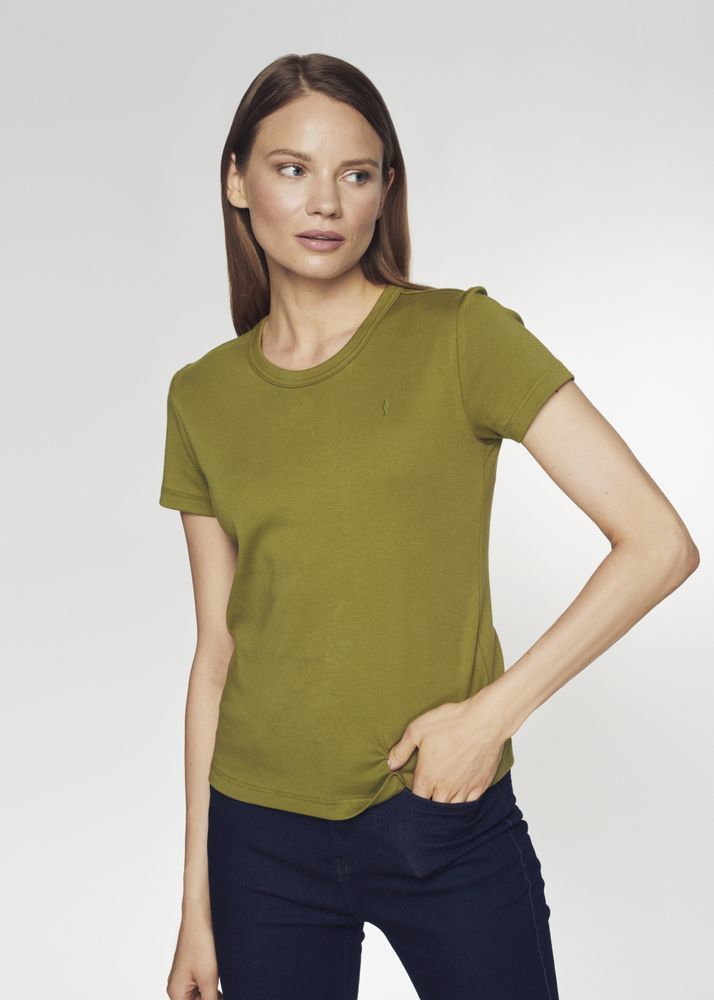 T-shirt khaki basic damski