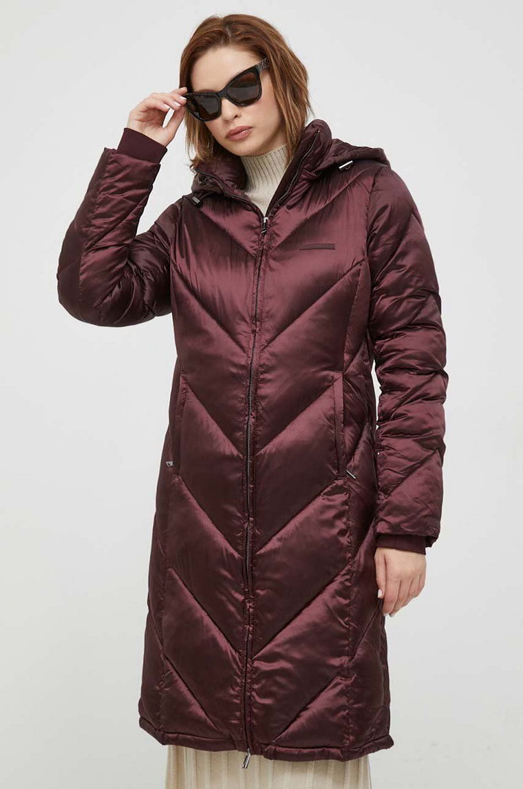 Calvin Klein kurtka damska kolor bordowy zimowa