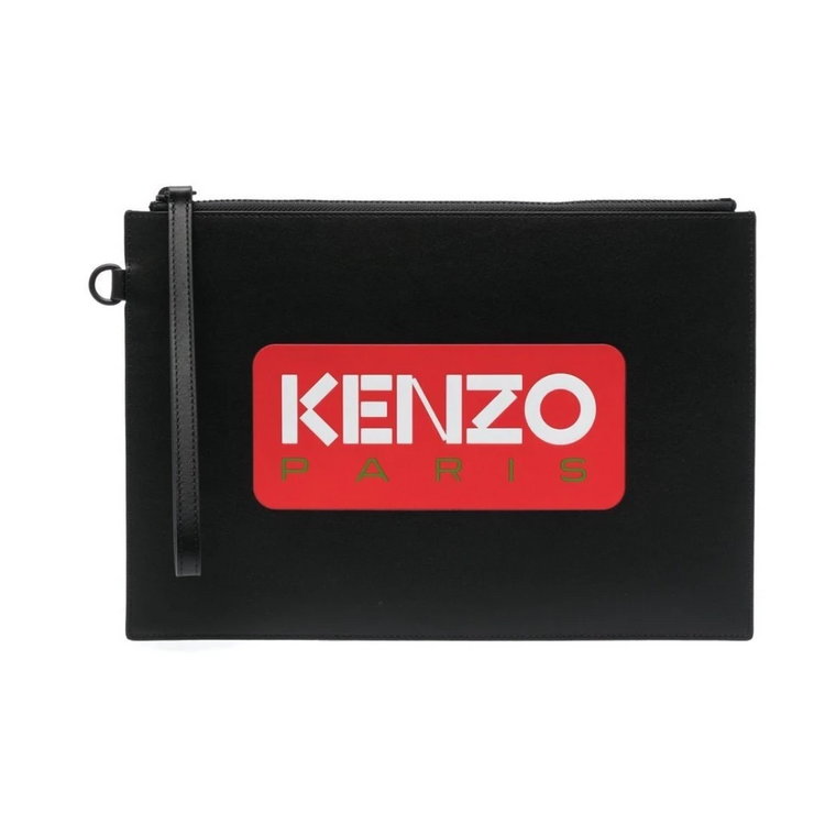 Czarna Skórzana Torebka Clutch Kenzo