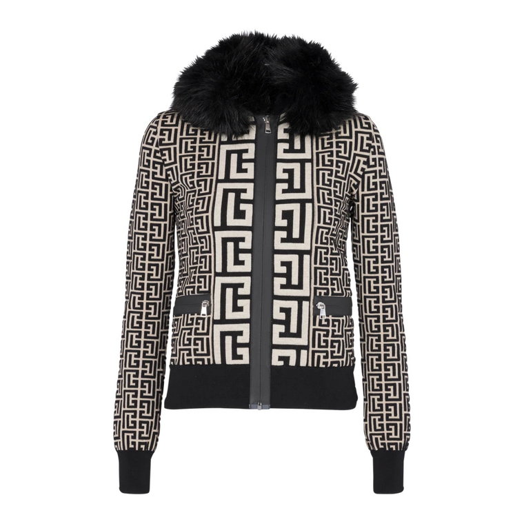 Kurtka Monogramowa z Faux Fur Balmain