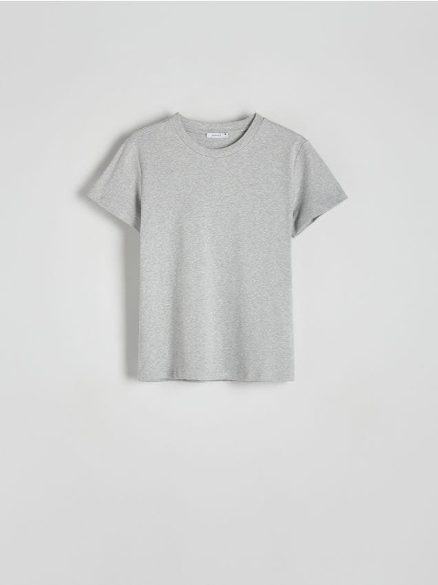 Reserved - Bawełniany t-shirt - jasnoszary