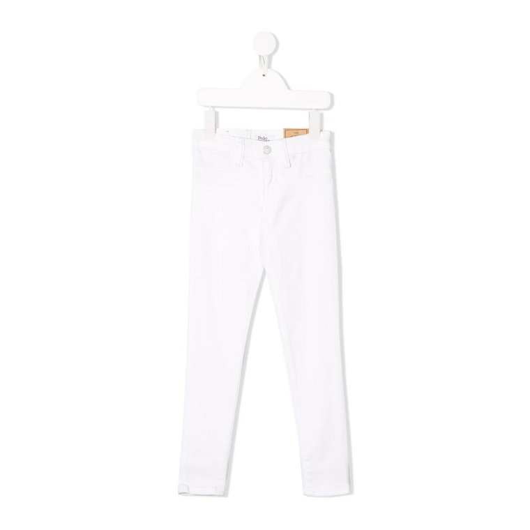 Białe dopasowane jeansy z mieszanki bawełny Ralph Lauren