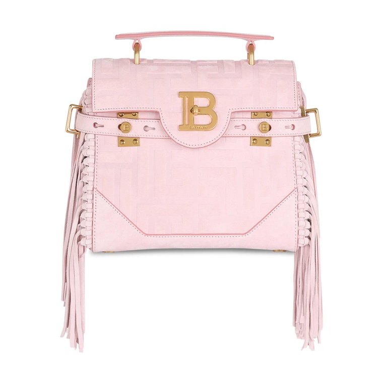 Sac B-Buzz 23 en suède embossé à franges Balmain